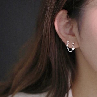 Khuyên tai cỏ 2 lỗ phong cách Hàn Quốc đơn giản cho nữ