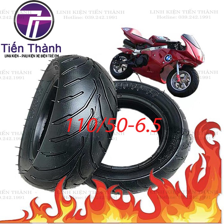 [Mã SRBACK101512 hoàn 20K xu đơn 0Đ] Vỏ Và Ruột Xe Tam Mao 50cc Lốp Sau 110/50-6.5