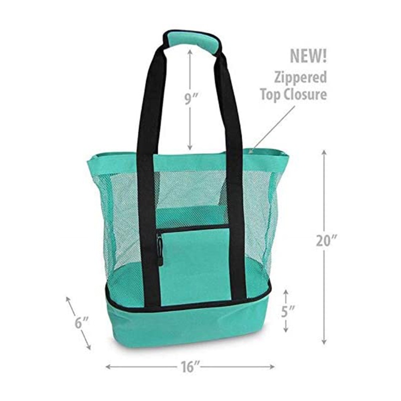Túi Lưới Đựng Đồ Chơi Đi Biển / Dã Ngoại Cỡ Lớn Có Khóa Kéo Tiện Dụng