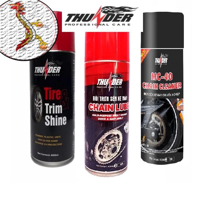 [Combo 3 chai thunder] Vệ Sinh Sên + Dưỡng Sên + Dưỡng nhựa nhám, đánh bóng lốp, dung dịch vệ sinh sên và bôi trơn sên