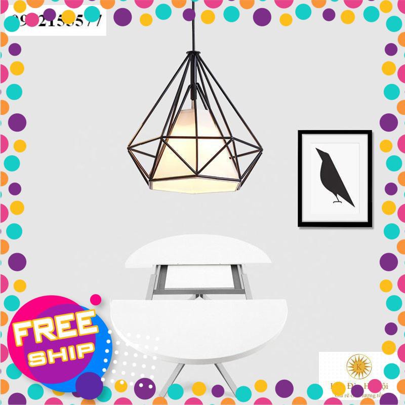 Đèn thả trần kim cương, đèn kim cương khung sắt tĩnh điện + Tặng kèm bóng Led + Video hướng dẫn lắp đặt