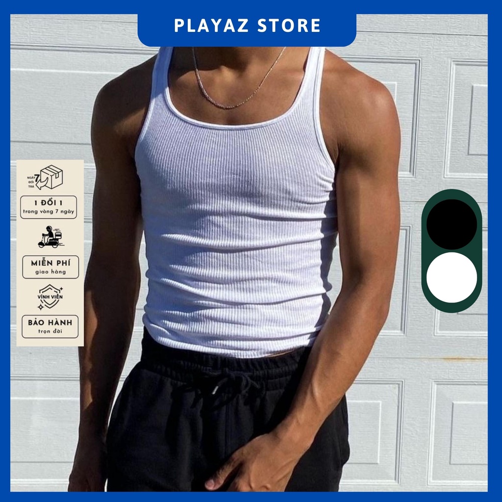 Áo Ba Lỗ Tank Top Tăm Gân Cao Cấp 100% Cotton PLAYAZ
