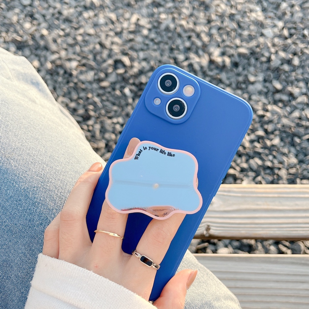 Giá đỡ điện thoại popsocket gương hình trái tim size lớn Happy Fating Brave Lucky