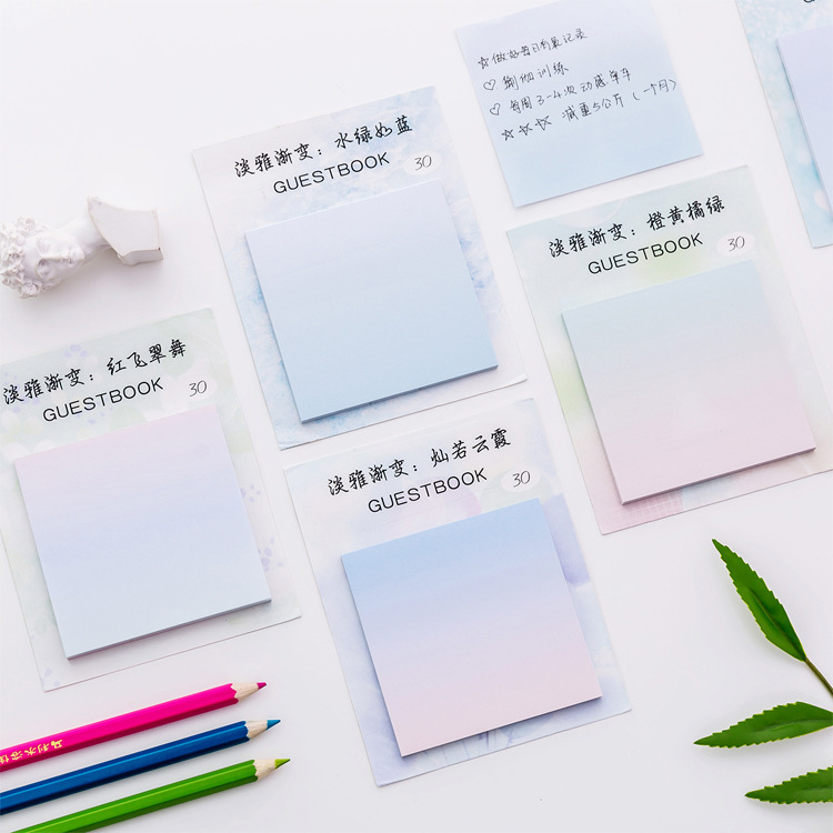 Set 30 tờ giấy ghi nhớ hình vuông màu Gradient phong cách thanh lịch cho văn phòng / học tập