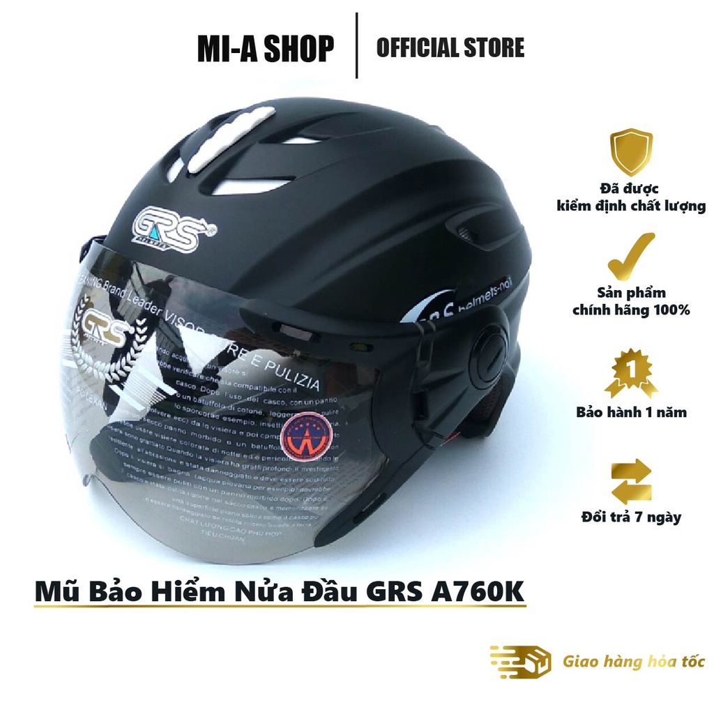 Nón Bảo Hiểm Nửa Đầu GRS A760K phù hợp cho nam, đủ màu