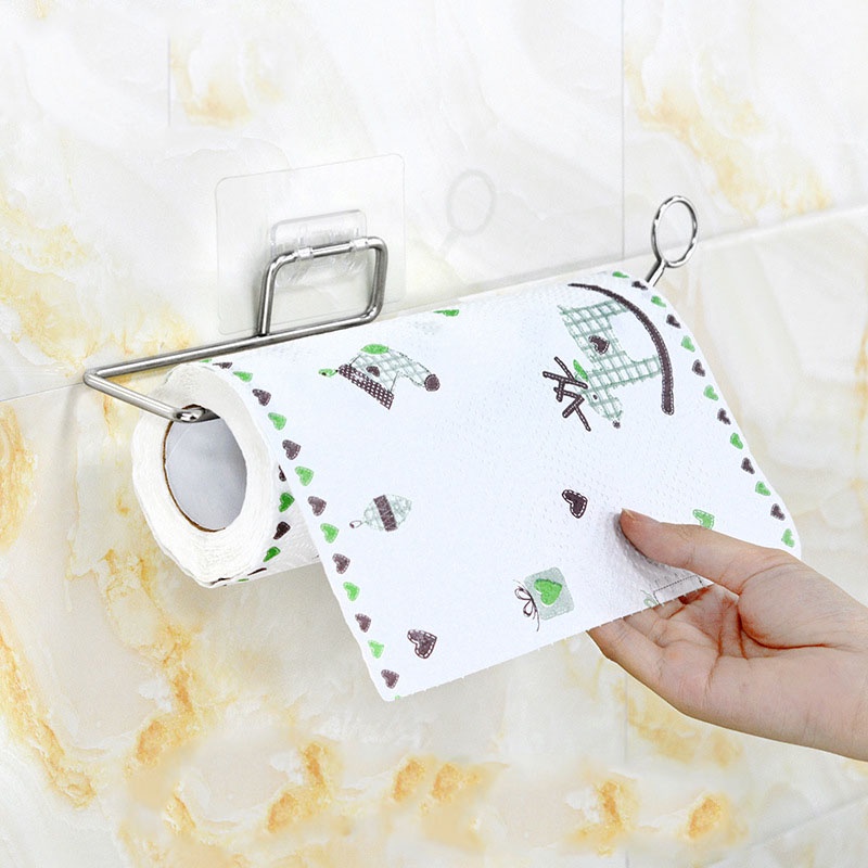 Móc Treo Giấy Vệ Sinh,Treo Khăn Lau Bếp Chất Liệu Inox,Thanh Treo Đồ Đa Năng Lắp Đặt Dán Tường