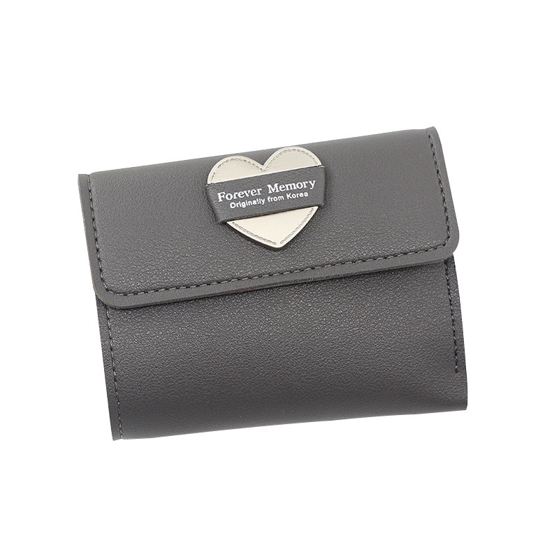 Ví Ngắn Nhỏ Màu Trơn Họa Tiết Trái Tim Xinh Xắn Dành Cho Nữ