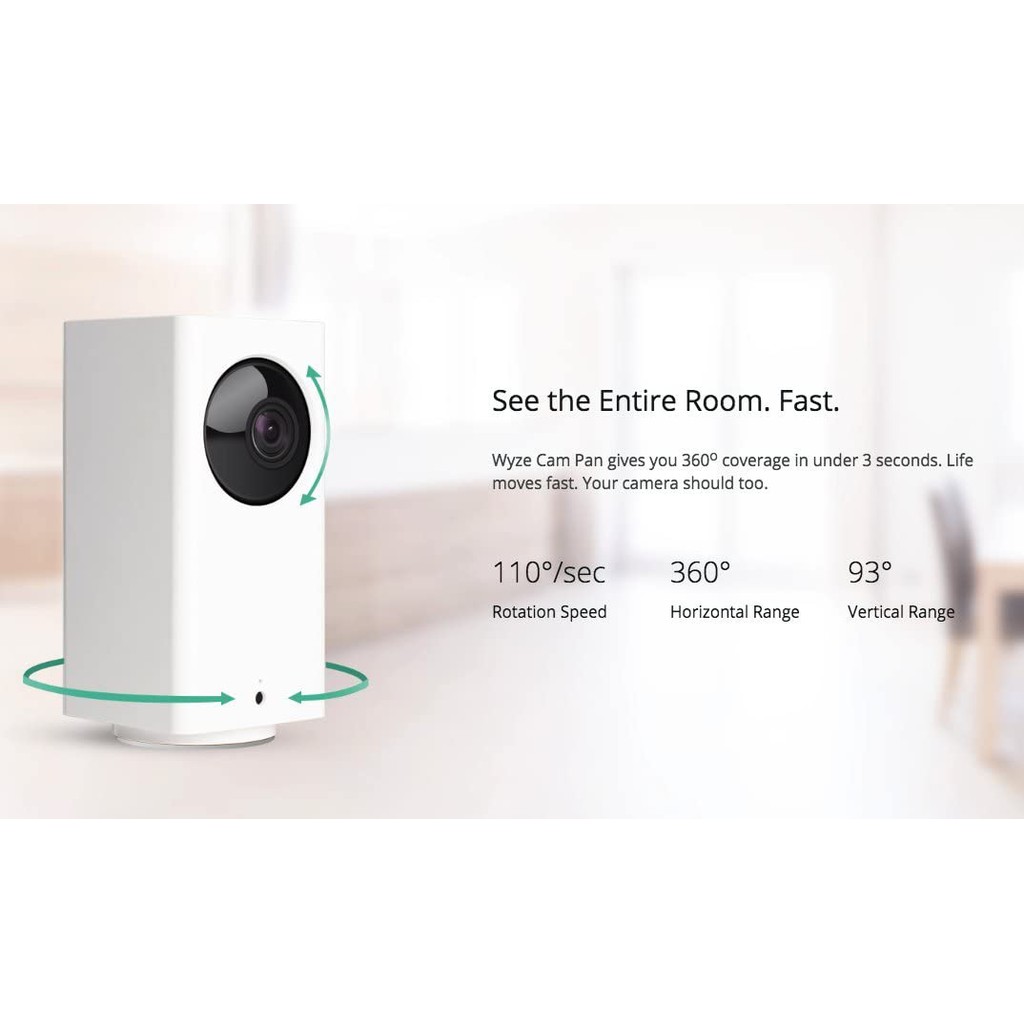 [Mã ELMS4 giảm 7% đơn 500K] Camera Wyze Pan Cam Độ Phân Giải Full HD 1080p Xoay 360 Độ Hỗ Trợ Google Asistant &amp; Alexa