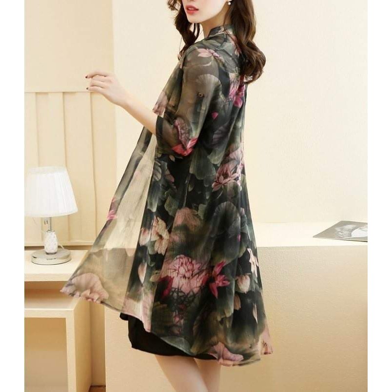 Aó khoác dài - áo CARDIGAN - áo kiểu nữ mùa hè 2019 chất voan dài tay họa tiết hoa SP.01527 | BigBuy360 - bigbuy360.vn