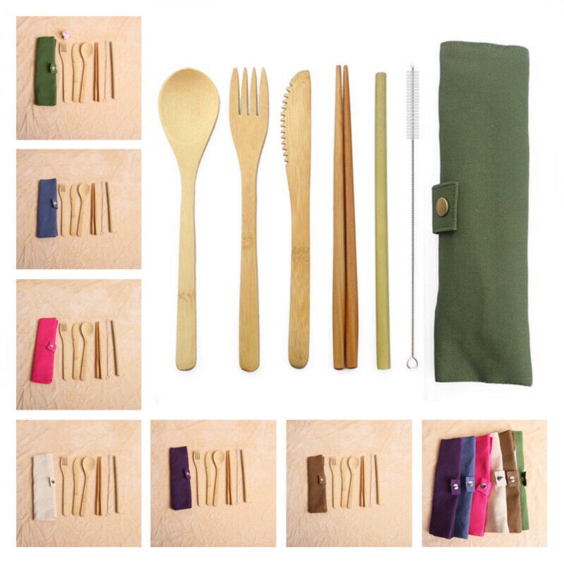 Set 7 Dụng Cụ Ăn Uống Bằng Tre Thân Thiện Với Môi Trường