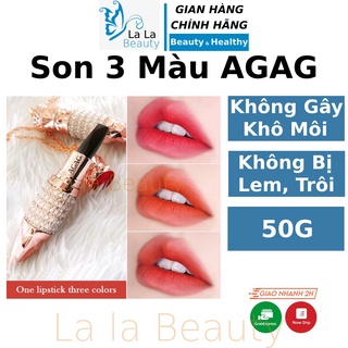 Son 3 màu kim cương nữ vương AGAG dưỡng môi lì không trôi cute nhung mịn chính hãng nội địa trung giá rẻ La La Cosmetic