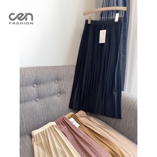 Chân váy xếp ly dáng dài cạp thun