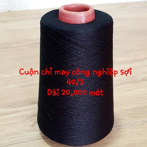 [HCM] Chỉ May Công Nghiệp Cuộn Lớn Sợi 40/2 Thông Dụng Dài Khoảng 20.000 Mét - Gần Nửa Kg Màu Đen