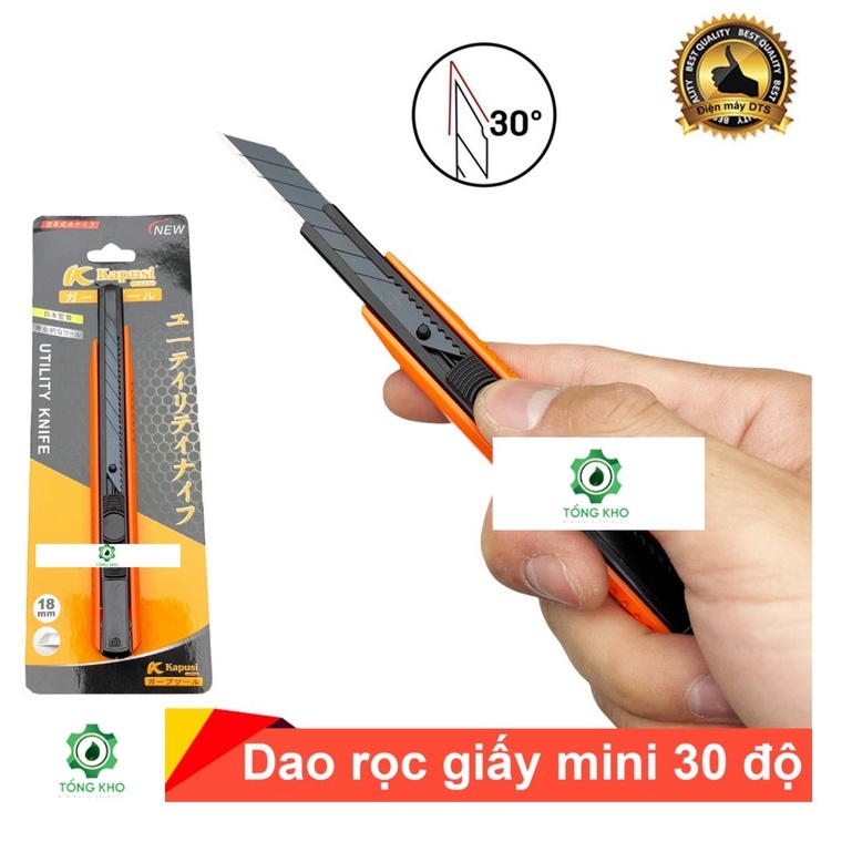 Dao rọc giấy 30 độ Kapusi JAPAN, dao trổ mini thép SK5 siêu sắc, cắt giấy, rọc băng dính,- Tổng kho kim khí điện nước