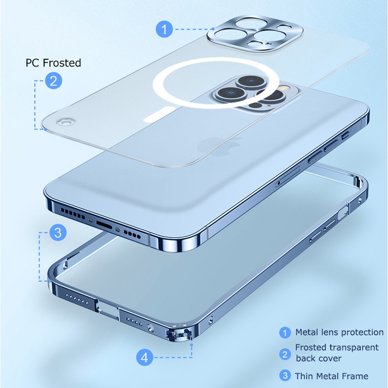 Ốp Điện Thoại Cứng Viền Kim Loại Chống Sốc Cho iPhone 12 13 14 Pro Max 14 Plus