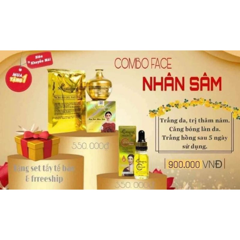 COMBO KEM FACE NHÂN SÂM + SERUM SKIN CARE VITAMIN C N_COLLAGEN