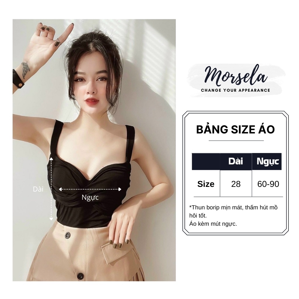 Áo croprop 2 dây có mút ngực kiểu Hàn Quốc sexy gợi cảm - Ao ôm cổ tim thời trang dành cho nữ - Morsela