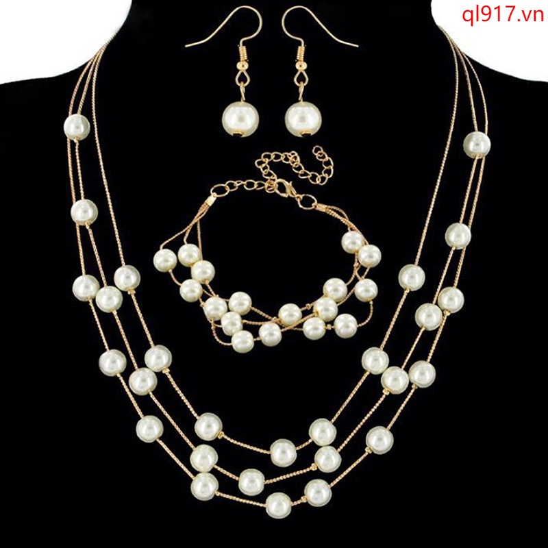 Bộ Nữ Trang Xâu Ngọc Trai Thiết Kế Duyên Dáng