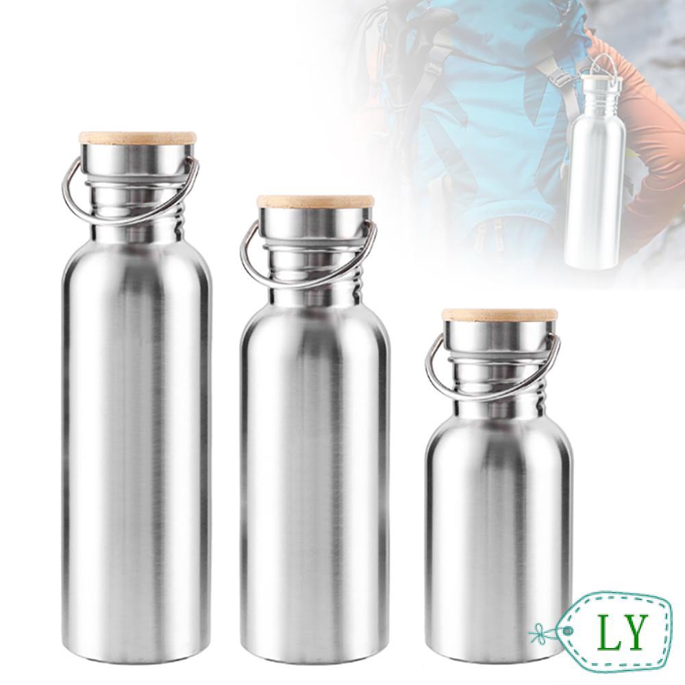 Bình Nước Thể Thao Bằng Thép Không Gỉ Cách Nhiệt Có Nắp Tre Chống Rò Rỉ