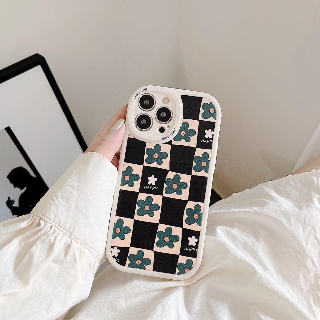 Ốp Điện Thoại Da + tpu Silicon Mềm Họa Tiết Hoa Cho iphone 11 12 13 pro max mini XR XS 7 8 plus