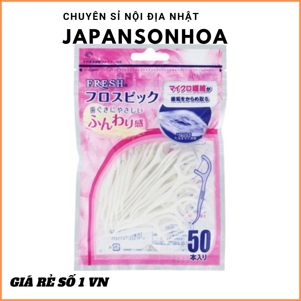 CHỈ NHA KHOA FRESH 50 CÁICHÍNH HÃNG  dễ dàng loại bỏ các mãng bám trên răng