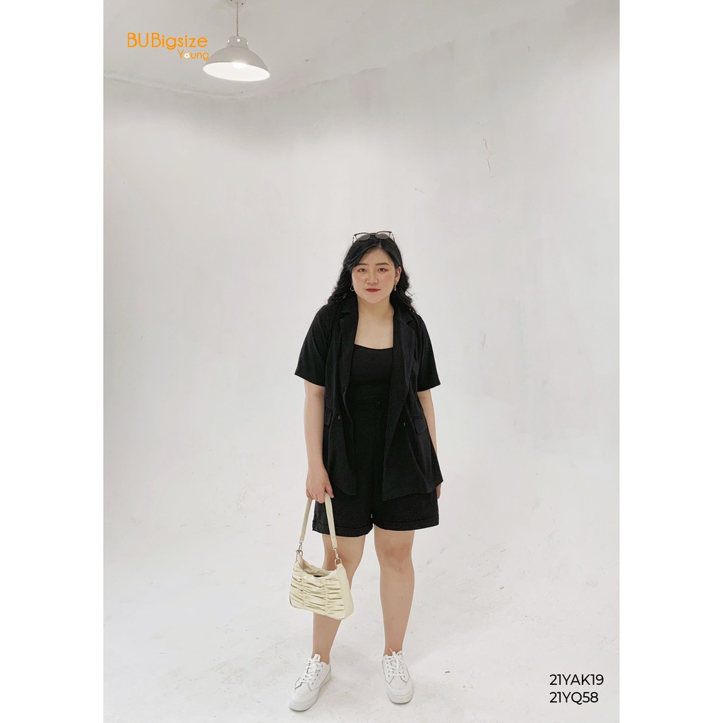 Quần sooc gấu lơ vê BIGSIZE 55kg đến 95kg - 21YQ58 - [BU Bigsize Young]