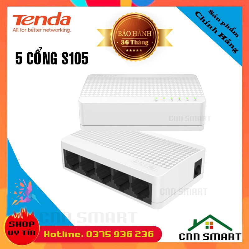 Bộ Chia Mạng 8 Cổng Tenda S108 - 5 Cổng S105 100Mbps - [ switch 5p 8p cổng 5 8 port totolink tplink ] - Hàng chính hãng