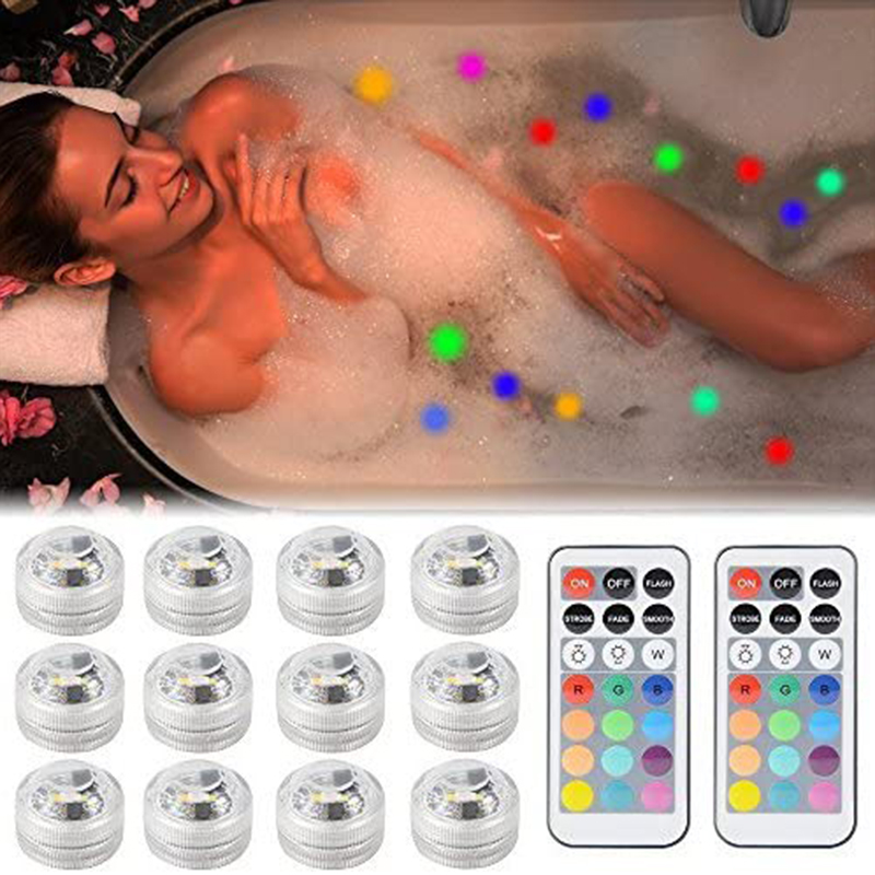 Bộ 12 đèn Led chống thấm nước trang trí bể cá cảnh kèm điều khiển từ xa chất lượng cao