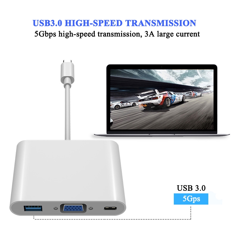 Đầu chuyển đổi USB 3.1 Loại C sang VGA+USB 3.0+PD 3 trong 1 chất lượng cao