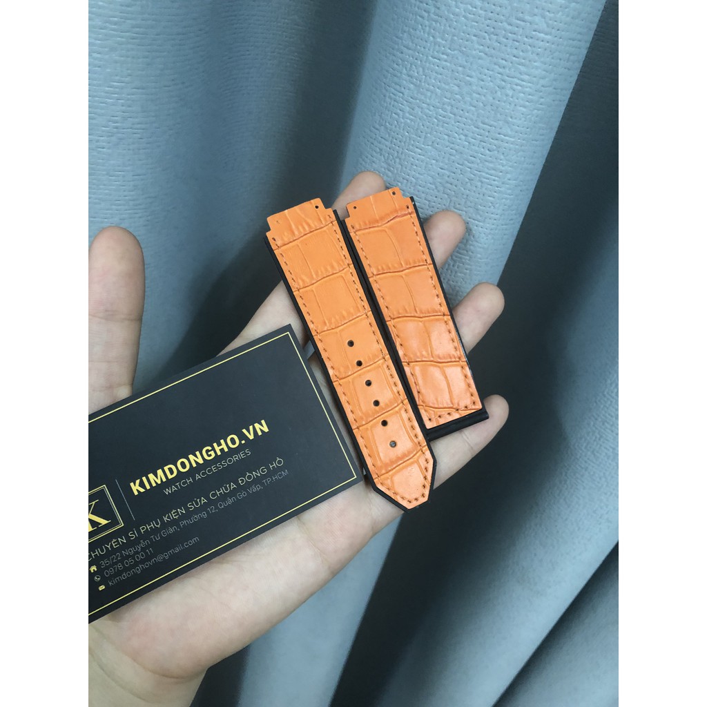 GIÁ HỦY DIỆT Dây đồng hồ HUBLOT nam lót da vân cam case 42 size dây 19 - 25 - 22