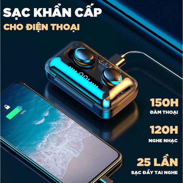 Tai nghe bluetooth 5.0 Amoi F9 pro phiên bản nâng cấp pin cực khoẻ | BigBuy360 - bigbuy360.vn