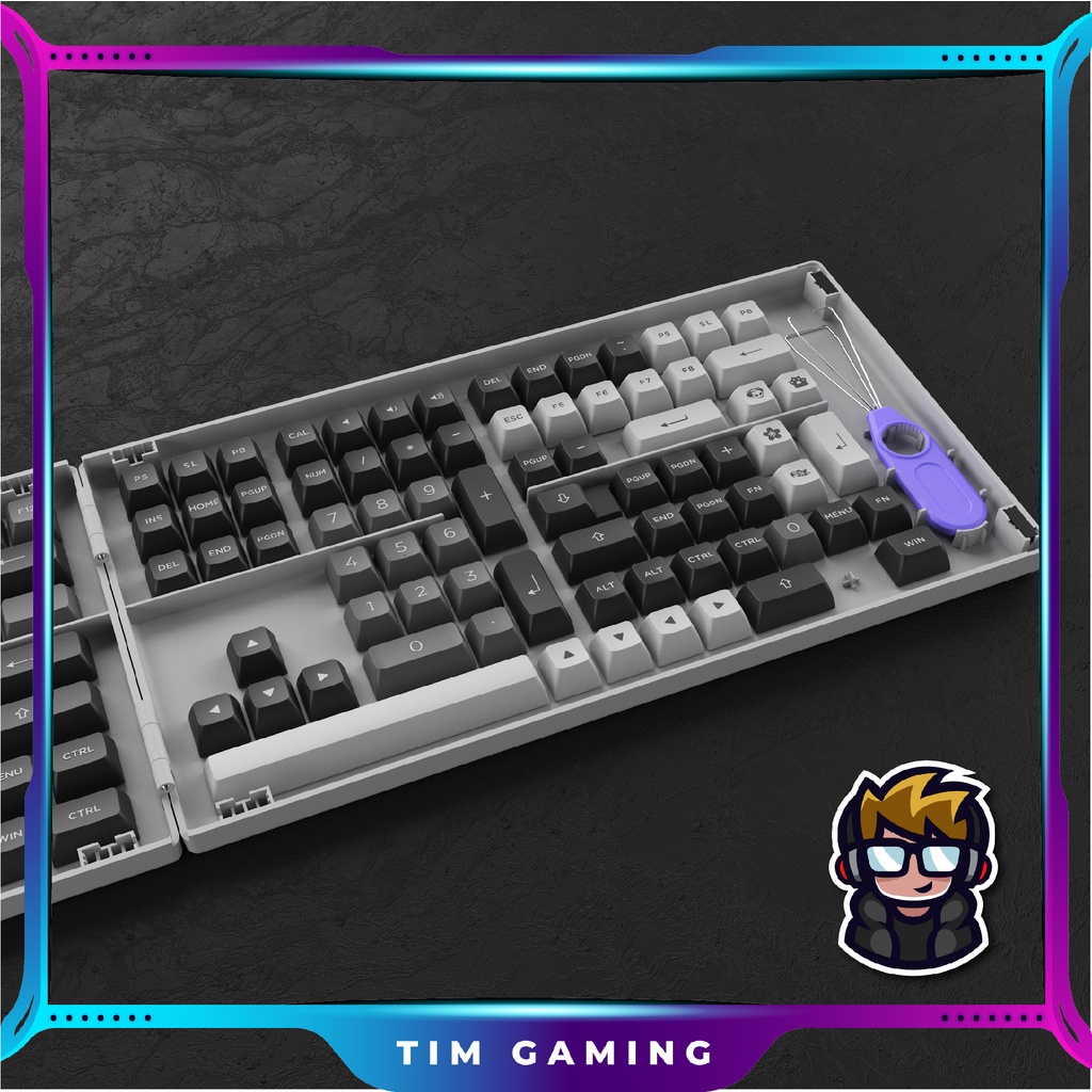 Bộ keycap bàn phím cơ Akko – Black & Silver