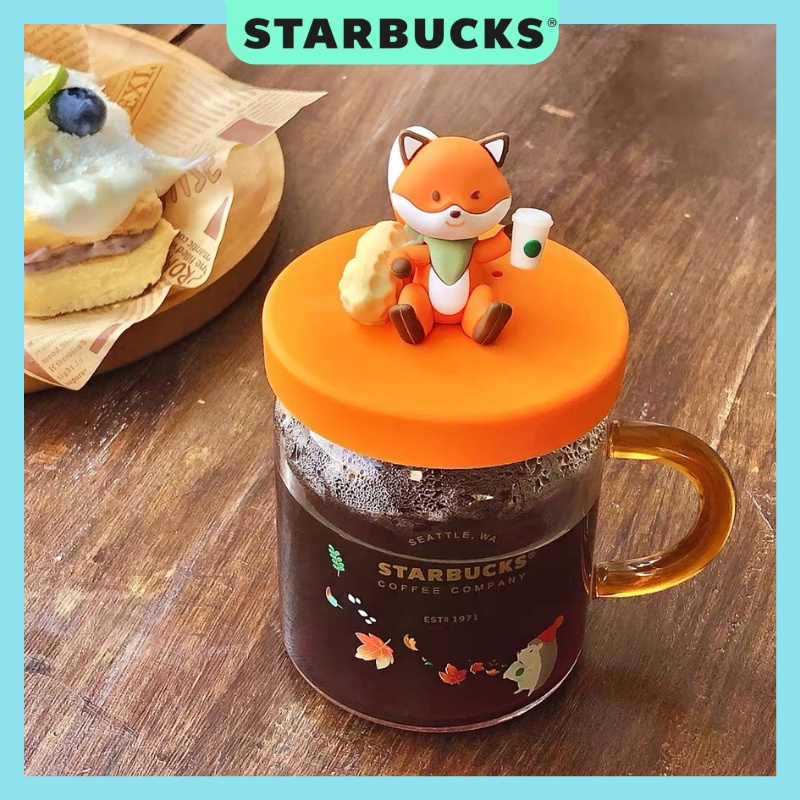 Ly cốc thủy tinh Starbucks sóc đỏ Dung tích 420ml