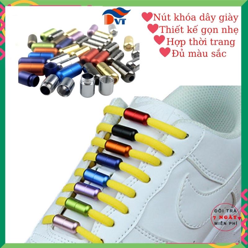 Set 2 nút khóa cho dây giày thể thao bằng hợp kim, hình tròn phù hợp với mọi loại dây - hickies