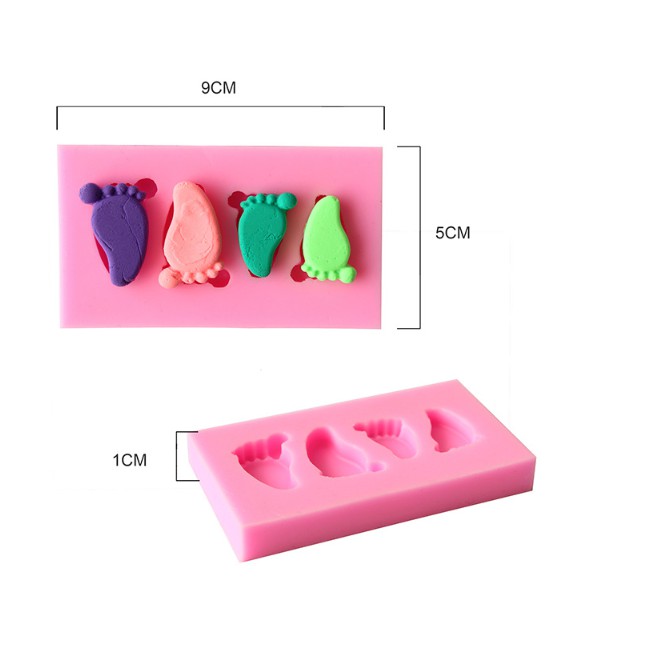 Khuôn Silicone Bàn Chân Em Bé Vĩ 4 Chân Nhỏ