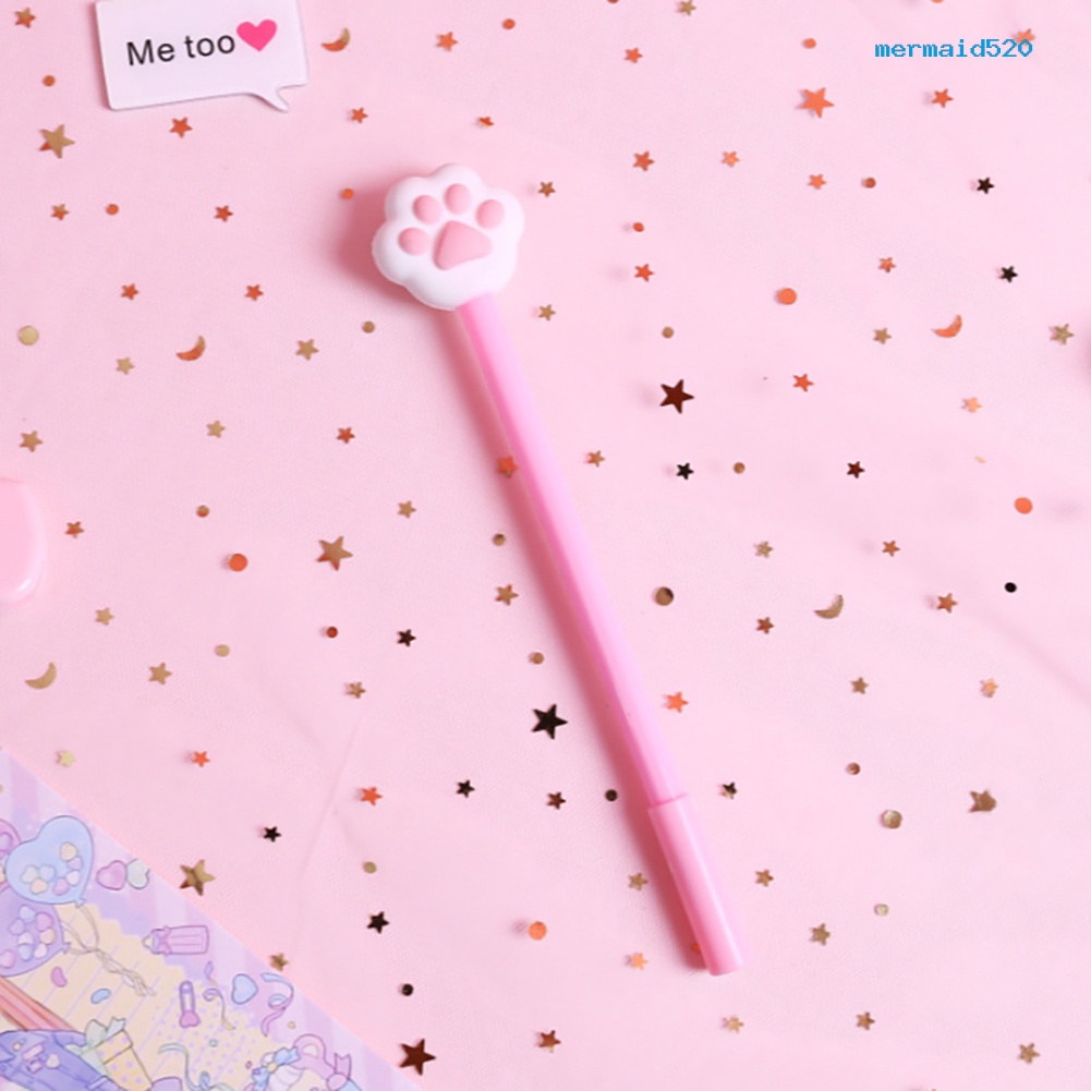 MM 2Pcs Cute Cat Paw 0.5mm Black Gel Pen Student Writing Stationery School Supplies