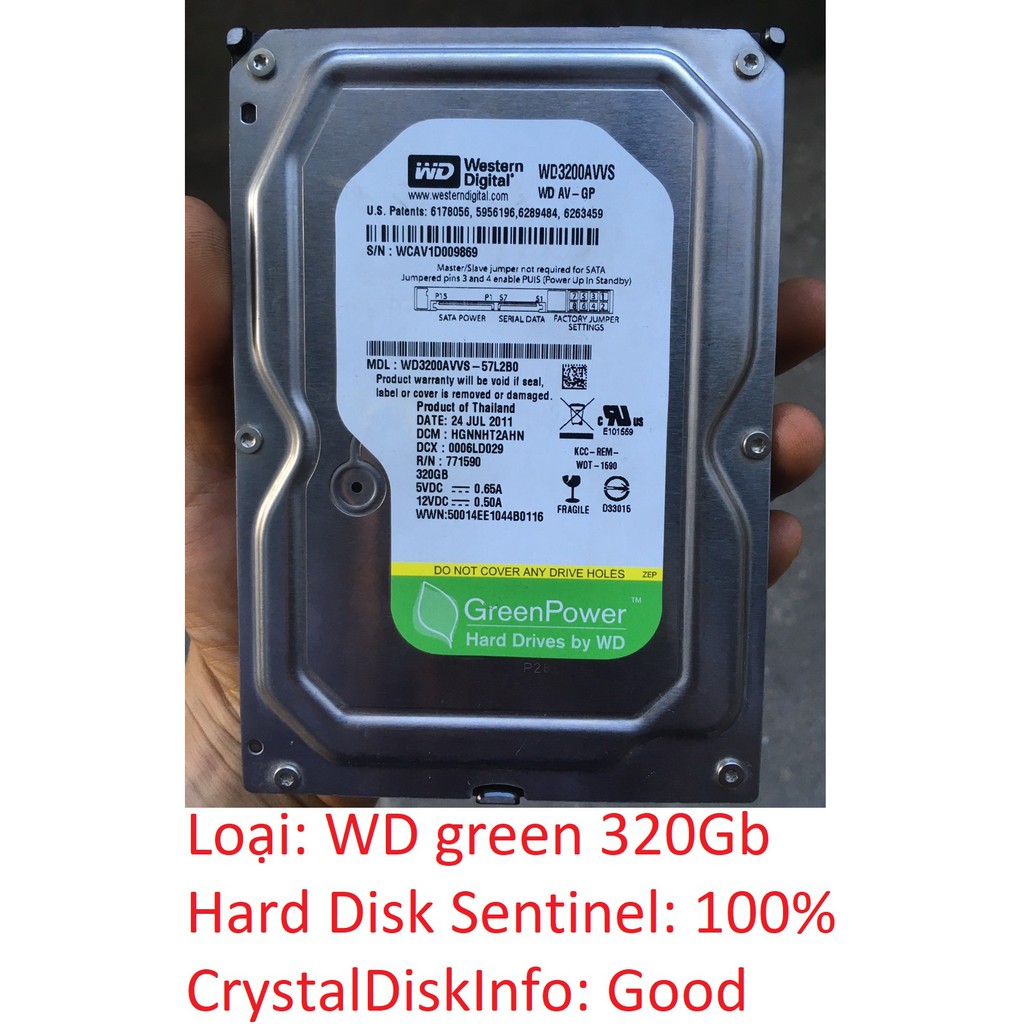 ổ cứng 320gb wd green máy tính để bàn 2.5" pc, cpu g630