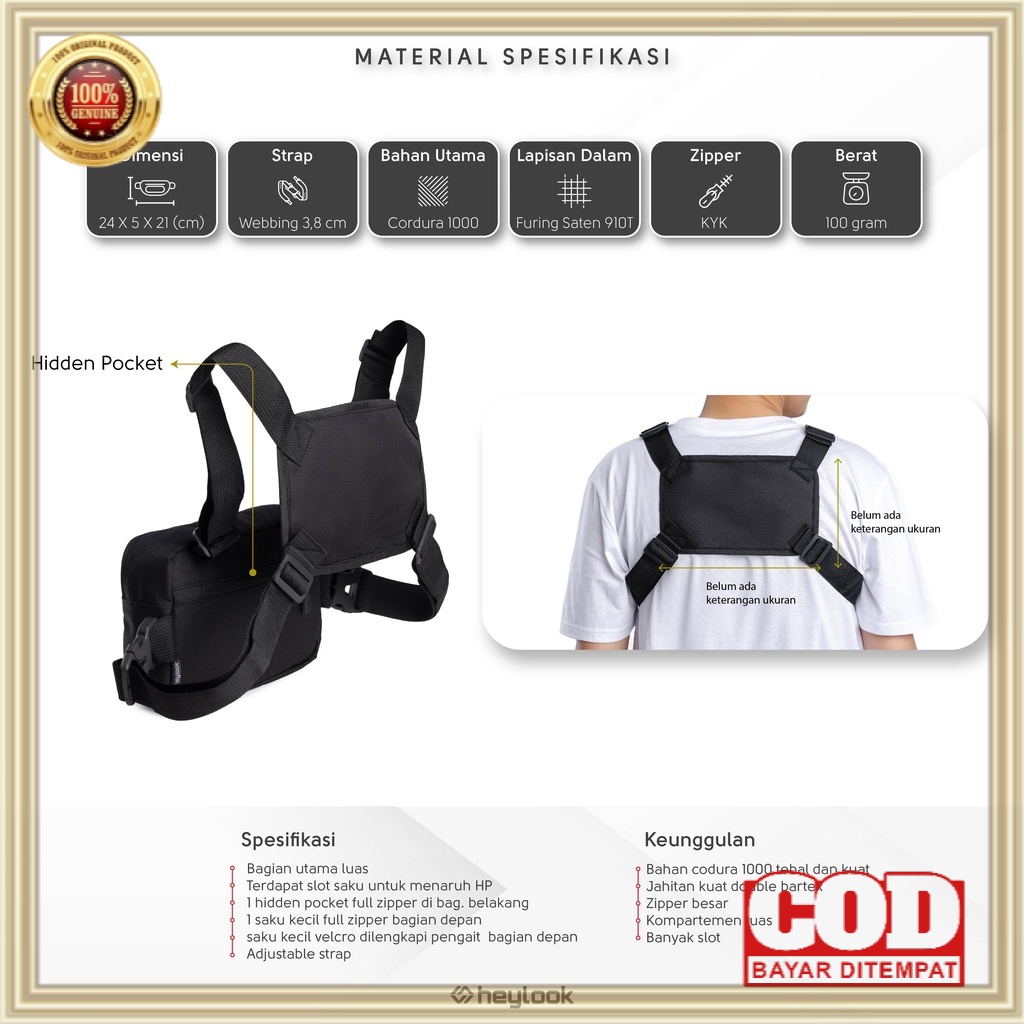 Túi chiến thuật CHEST BAG TREVOR RIG BAG OUTDOOR HEYLOOK | BigBuy360 - bigbuy360.vn