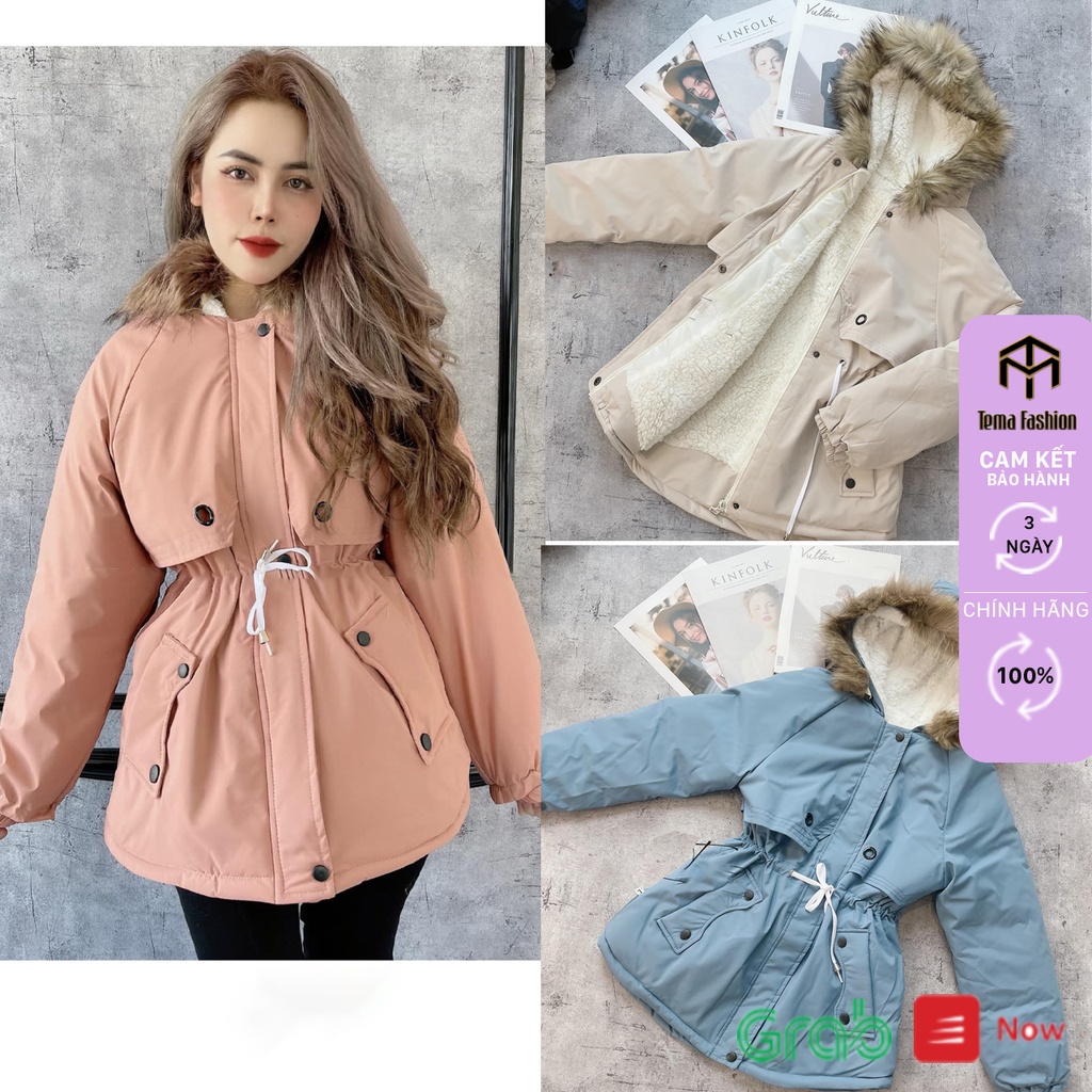 Áo phao nữ PHƯƠNG THÚY VNXK cao cấp - áo khoác lông 2021 dây rút eo sành điệu Ulzzang lông mũ tháo rời cực ấm | BigBuy360 - bigbuy360.vn