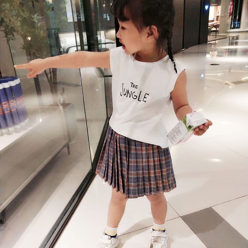 [Babycat] Chân Váy Xếp Ly Dài Ngang Gối Xếp Ly Sọc Caro Phong Cách Nhật Bản Hàn Quốc Thời Trang Xuân Thu Dành Cho Bé Gái