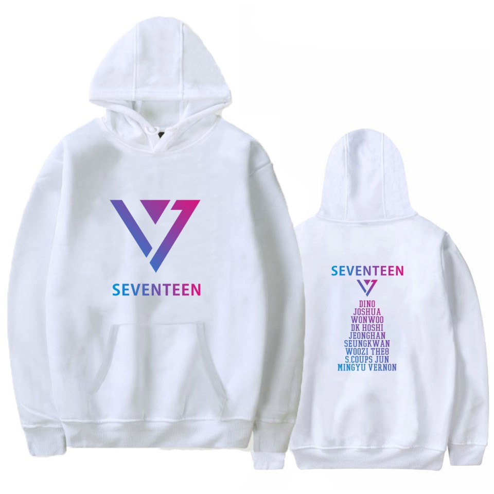 Áo Hoodie nam nữ UNISEX mũ trùm đầu to in chữ SEVENTEEN