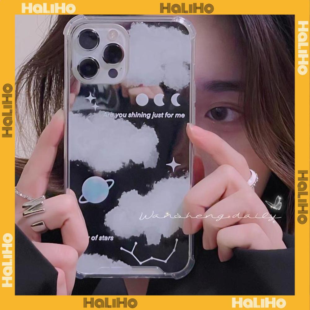 iPhone Case Acrylic HD Mirror Airbag Shockproof Protection Camera Cloud Moon Planet Starry Sky Compatible For iPhone 11 iPhone 13 Pro Max iPhone 12 Pro Max iPhone 7 Plus iPhone xr