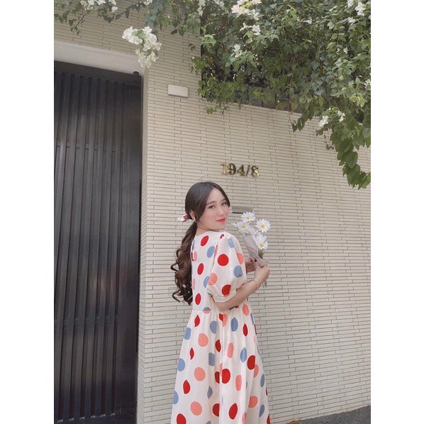 Đầm suông babydoll chấm bi mặc nhà dạo phố siêu dễ thương