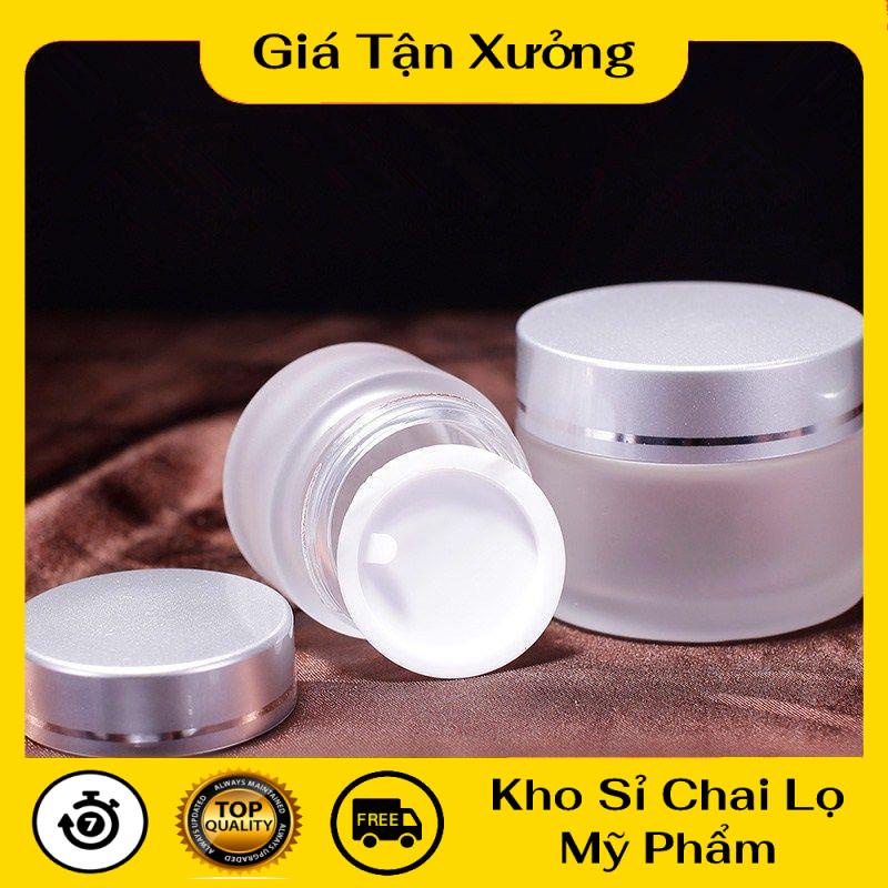 Hũ Chiết Mỹ Phẩm ❤ TRÙM SỈ ❤ Hũ chiết kem thủy tinh mờ nắp bạc 5g,10g,15g,20g,30g,50g đựng mỹ phẩm , phụ kiện du lịch