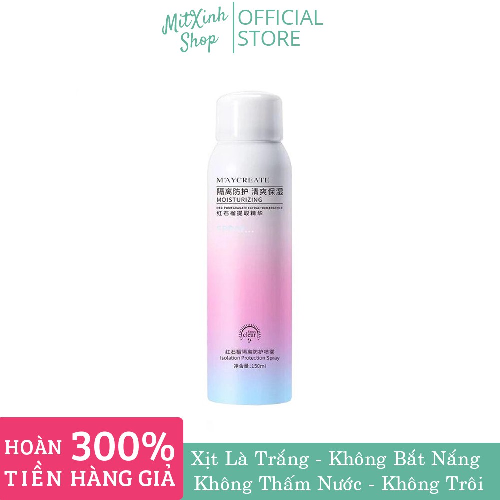 Xịt Chống Nắng Dưỡng Trắng Da, Che Khuyết Điểm Maycreate Moisturizing Spray 150ml