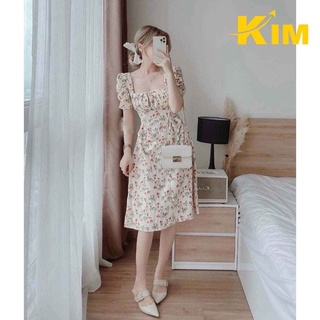 ẢNH THẬT-Đầm hoa dáng suông cổ vuông-hàng đẹp