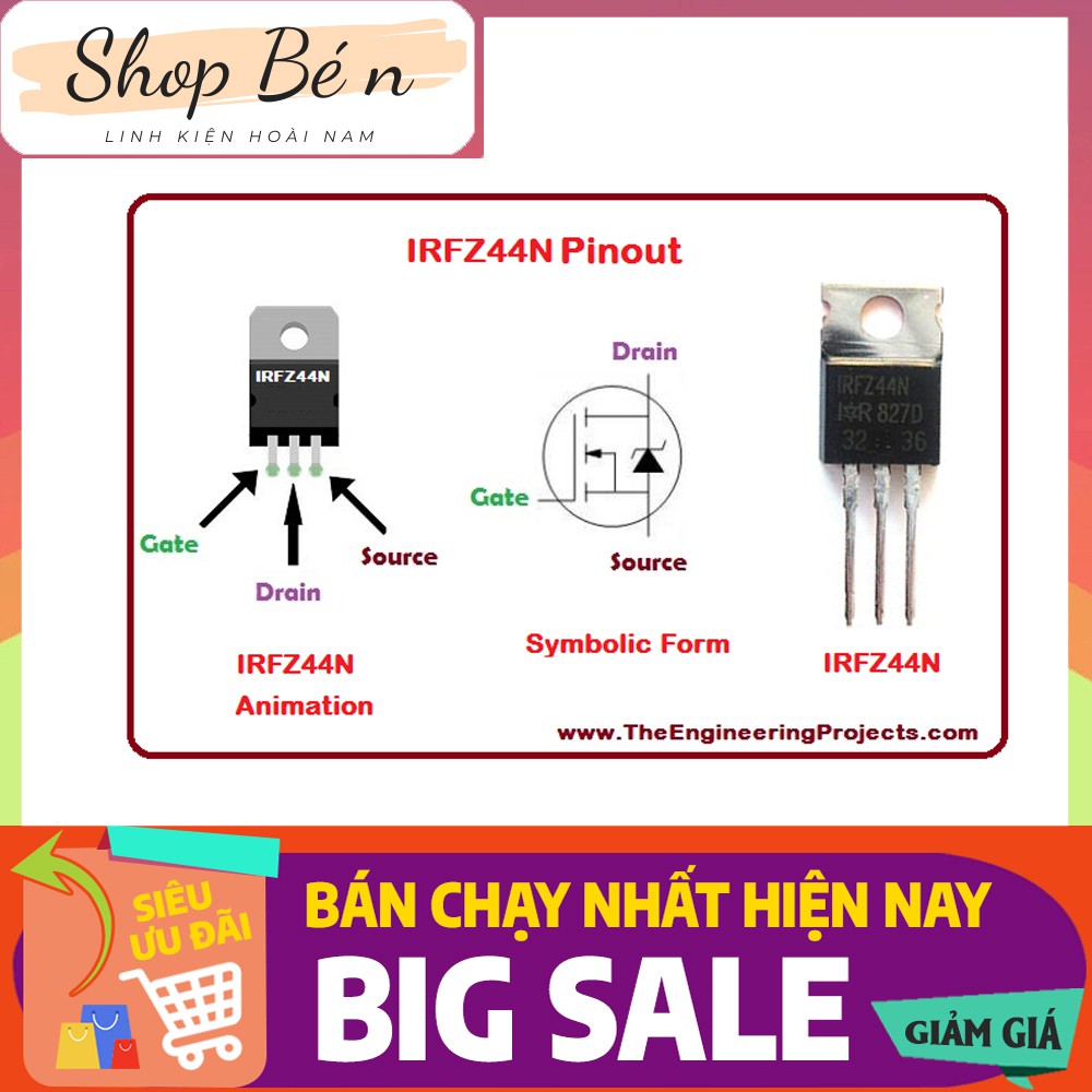 IRFZ44N TO220 MOSFET N-CH 49A 55V | WebRaoVat - webraovat.net.vn