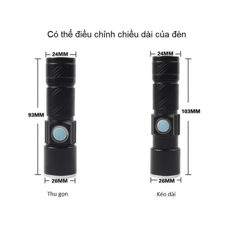 Đèn pin mini siêu sáng, nhẹ gọn sạc cổng USB siêu tiện lợi