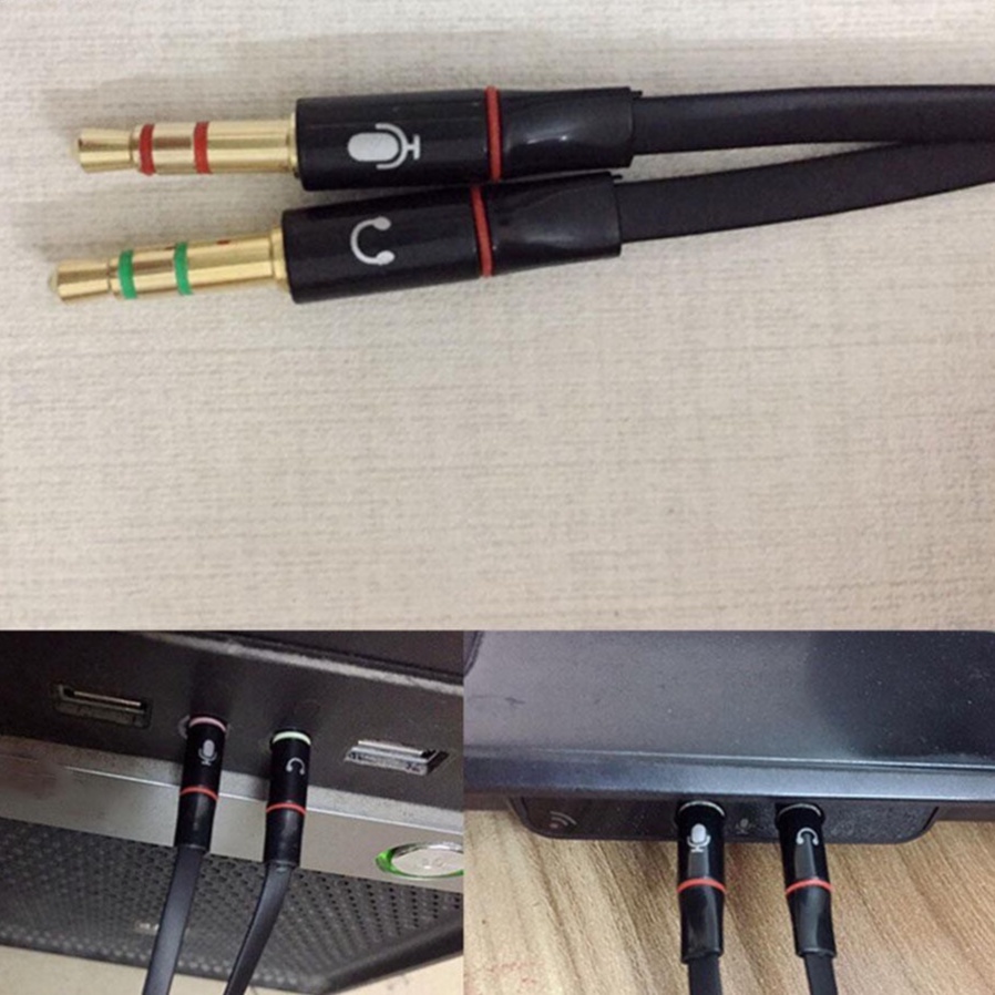 Dây cáp gộp Audio và Mic chân 3.5mm sử dụng mic tai nghe điện thoại cho máy tính bàn và laptop
