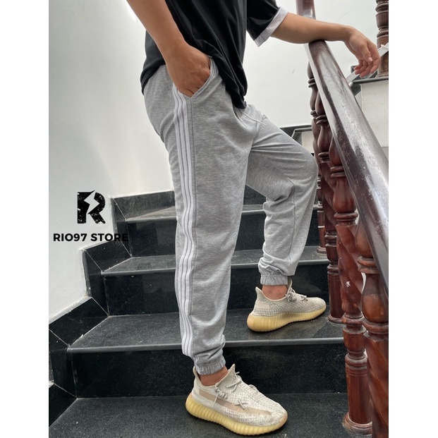 Quần Jogger 3 Sọc Trơn Basic Ống Rộng Nam Nữ Style Fashion Năng Động Thể Thao RIO97 STORE